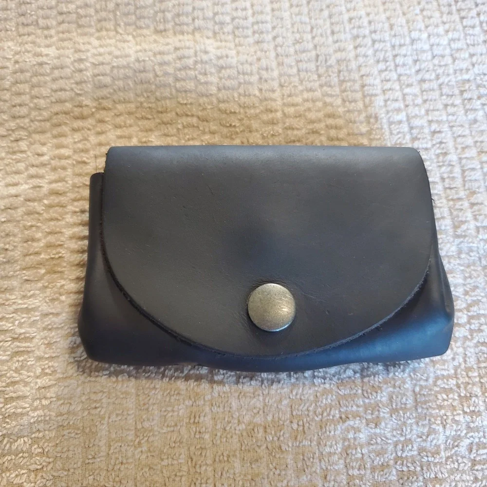 Hide and Drink Leather Coin Purse Card Holder Wallet Dark Brown Snap Pouch